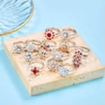 thumbnail image 4 of EOEMY Exquisite Rotating Flowers Crystal Open Ring Adjustable Women Wedding Jewelry-#14, 4 of 9