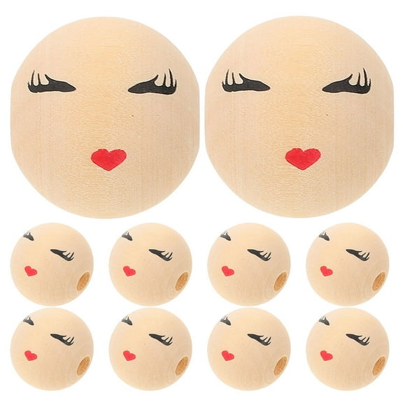 GOOHOCHY Face Wooden Beads for DIY Jewelry Making Crafts with Smooth Finish and Durable Material 10pcs Beige Round Small Beads