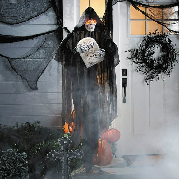 ATC Halloween Reaper Skeleton Hanging Decoration - Black 5 Ft 2 In