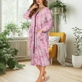 thumbnail image 5 of Yuyamidu Pink Ribbon Long Bathrobe for Women Breast Cancer Awareness Zipper Front Robe Sleepwear Comfy Zippered Robes Size M Pink Housecoat Ladies Long Sleeve Loungewear Dress, 5 of 7