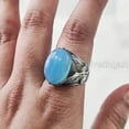 thumbnail image 6 of Blue Chalcedony Mans Ring, Natural Blue Chalcedony, Eagle, Ring, Silver Jewelry, 925 Silver Ring, Gift, Heavy Mens Ring, Arabic Design, Ottoman Style Ring, Christmas, Turkey Mens Signet Ring, 6 of 8