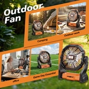 Camping Fan with LED Lantern, 20,000mAh Portable Battery Operated Outdoor Fan, Personal Rechargeable Fan for Travel, Hiking, Fishing, Picnic(Orange)