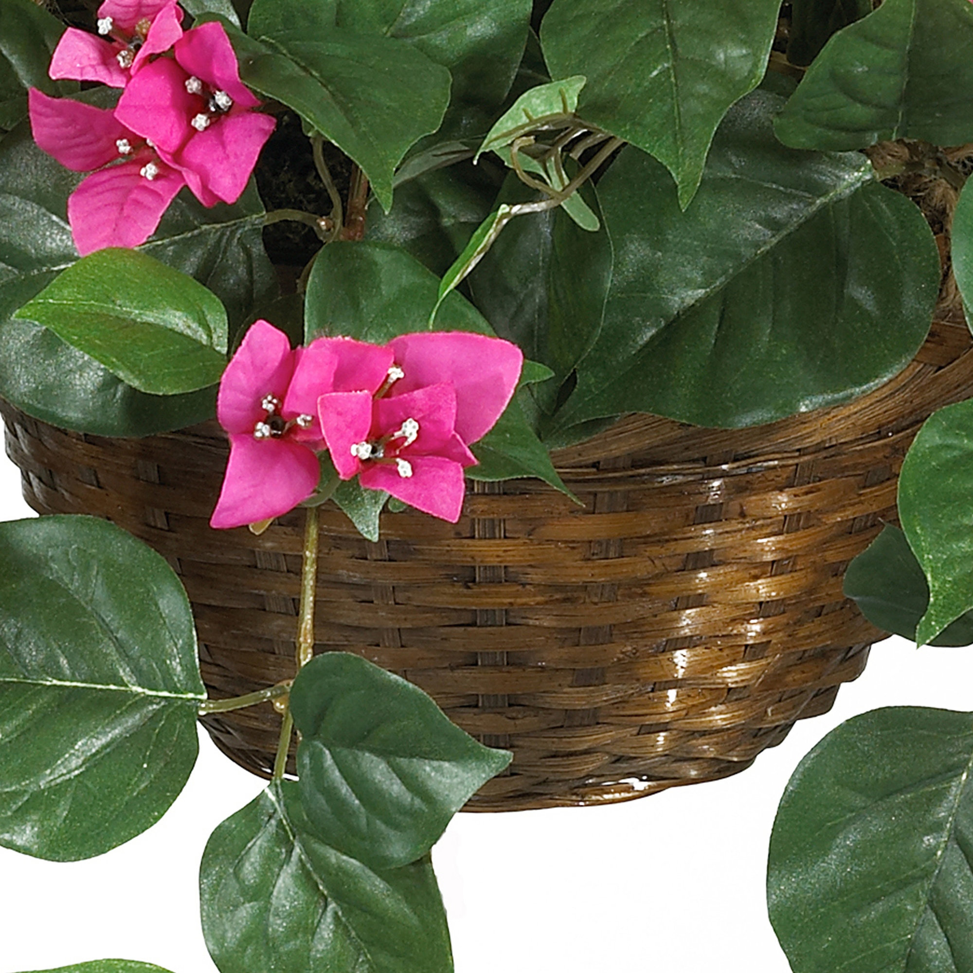Nearly Natural 24" Bougainvillea Hanging Basket Artificial Plant, Pink - image 3 of 8