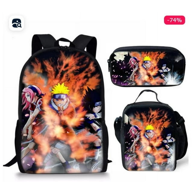 Naruto Anime Backpack Three-Piece Set-Lightweight And Durable Backpack With A Unique Anime Design For Everyday Use-week