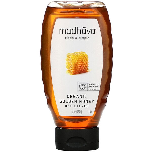 Madhava Natural Sweeteners, Organic Golden Honey, Unfiltered , 16 oz