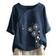 thumbnail image 2 of Pntutb Moda Mujer Casual Botón Estampado floral Manga corta T-Blusa corta tops Pntutb Pntutb-3083, 2 of 4