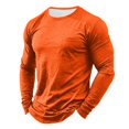 thumbnail image 6 of Domuza Mens Long Sleeve Shirt with Pocket Crew Neck Shirts Casual Solid Lightweight Basic T-Shirt Saffron L, 6 of 6