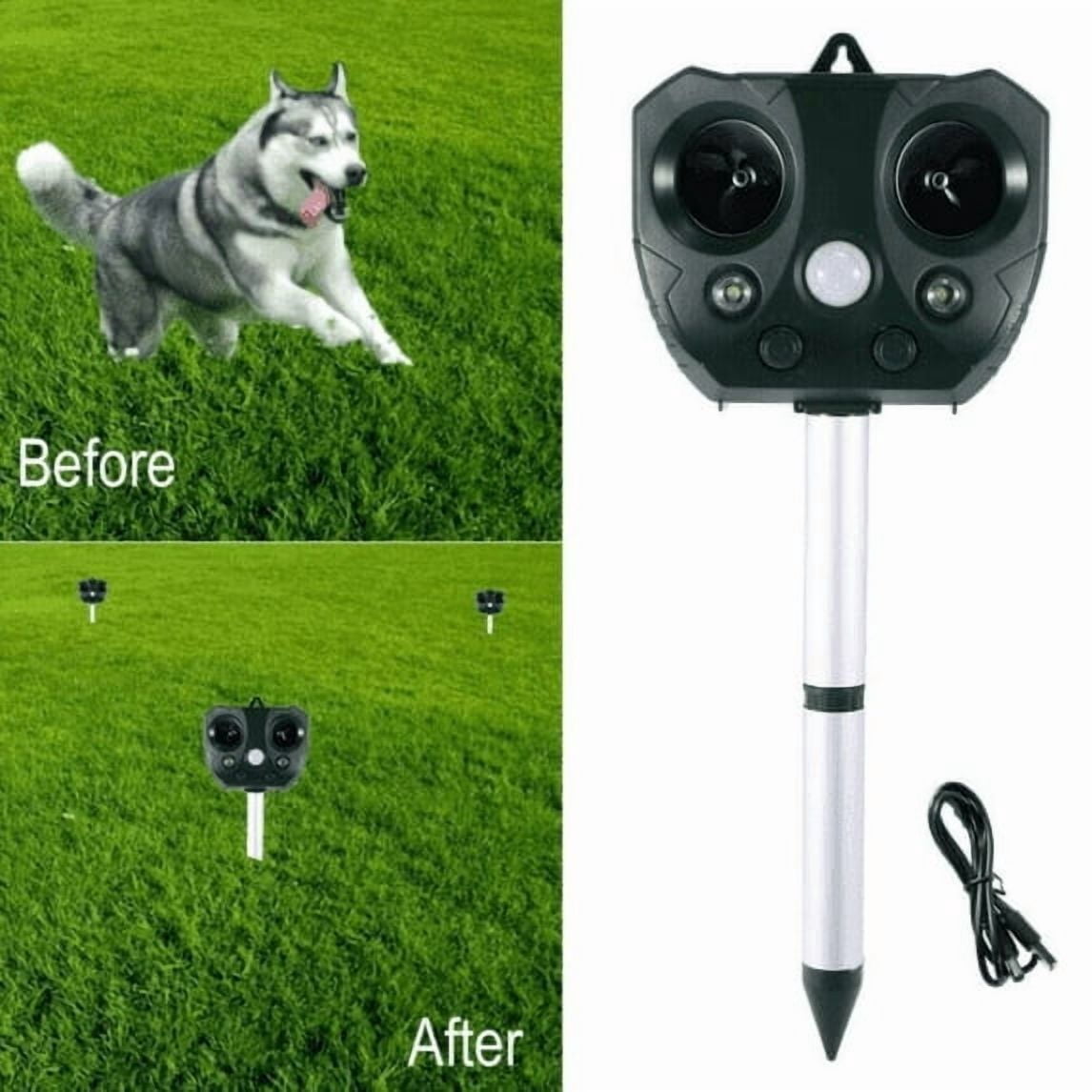 Animal Repellent Solar Powered Motion Sensor Safe & Humane Outdoor Waterproof Deer Raccoon Cat Squirrel Skunk Dog Rabbit Coyote (2Pack)