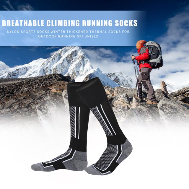 Calcetines de esquí gruesos cálidos de invierno Medias al aire libre Hombres Gris ( ) Negro 2 piezas