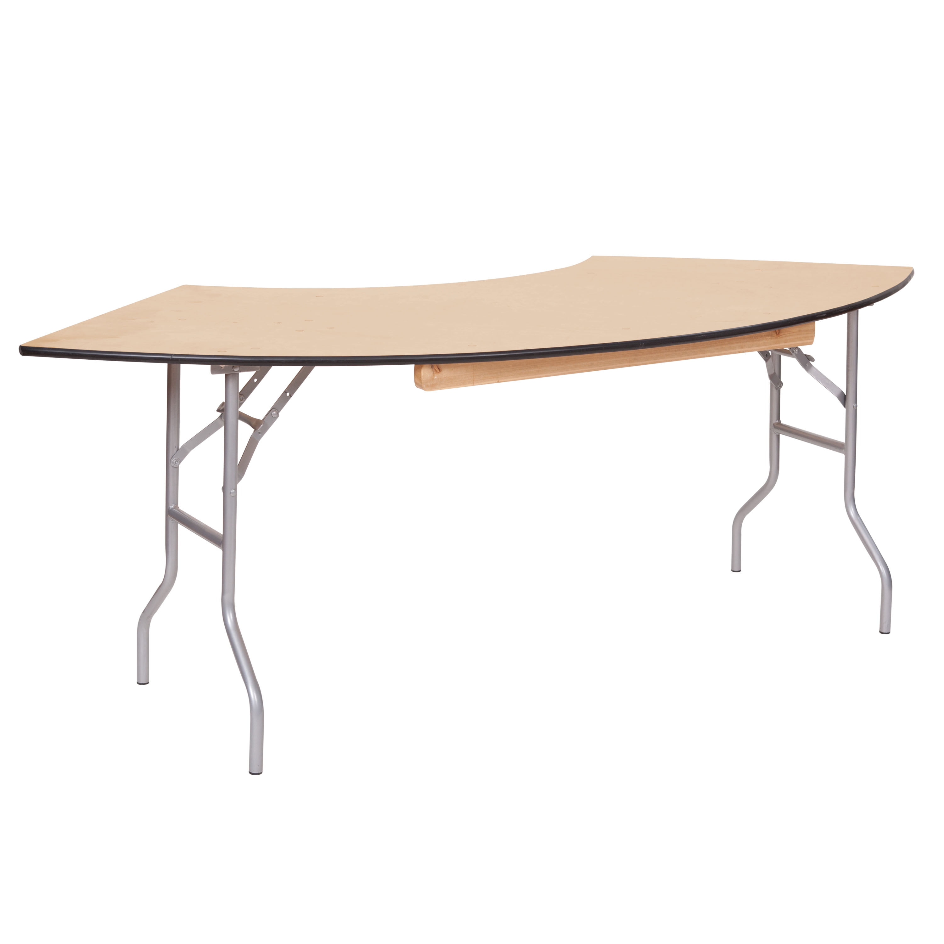 60 inch WFT Series Birch Wood Serpentine Folding Table - Metal Edge