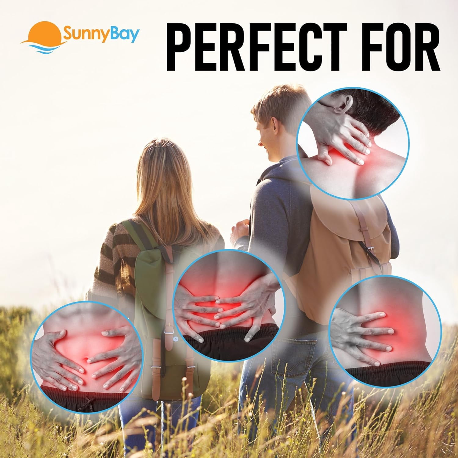 SunnyBay 24-Pack Pain Relief Patches for Lower Back Pain, 4 Wearable belts 42 inches long, Air-Activated Disposable Heat Pads for Menstrual Cramps, Neck, Shoulder, and More, Up to 113 °F Heat Therapy