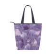 thumbnail image 2 of Zipper canvas bag large capacity large size practical handbag durable Canvas with leather material Ppurple Lace-like Flowers, 2 of 7