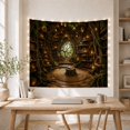 thumbnail image 5 of Library Situated Hollow with Interior Massive Ancient Tree, Mystical Fantasy for Space Lovers, Galaxy Room Decor, Graduation Gift, Tapestry Wall Hanging for Bedroom and Dorm, 5 of 7