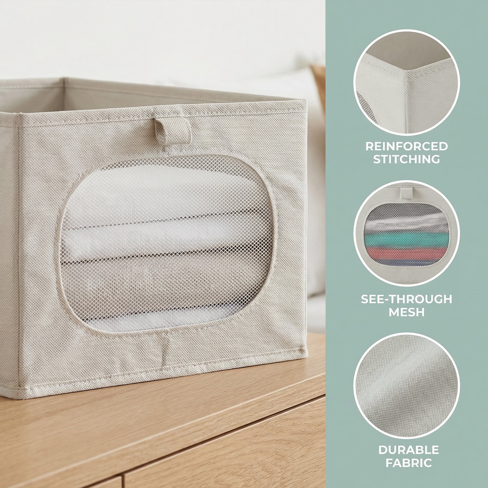 Unique Bargains Fabric Storage Bin With Bottom Light Grey 14.2*9.8*7.9in