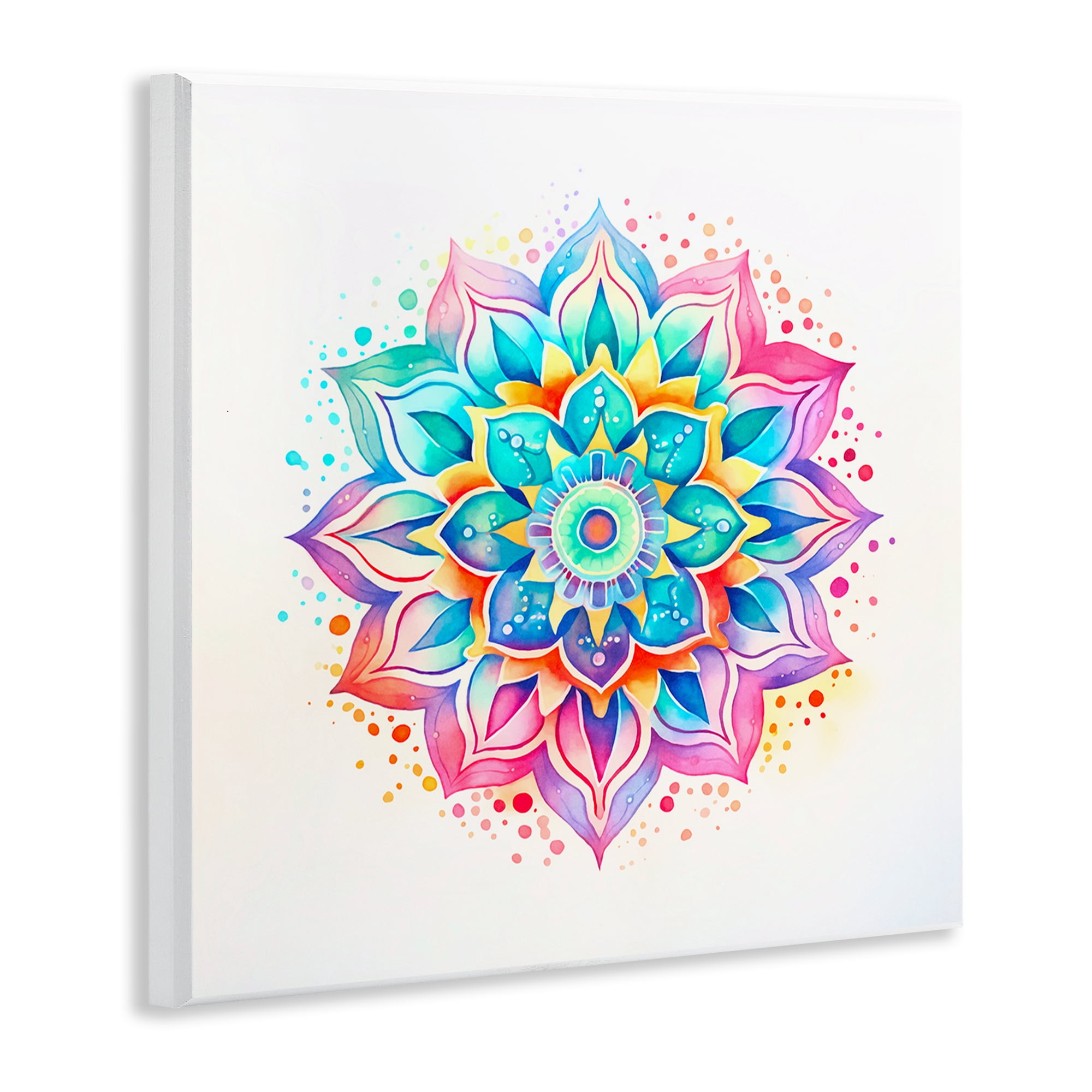Stupell Industries Magic Rainbow Mandala Abstract Painting Unframed Art Print Wall Art, 12 x 12