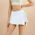 thumbnail image 2 of RUTAYY Women Trouser Skirt Mini Skirt A-Line Culottes Summer Skirts Shorts Casual Skirt Party Skort High Waist Casual Skirt Tennis Skirts With Knot Solid Color Smocked Boho Pleated Skirts, 2 of 7