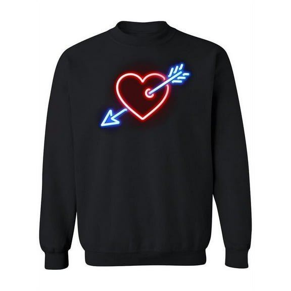 Red Heart Pierced By Cupid Neon. Sweatshirt Women -Image by Shutterstock, Female 3X-Large