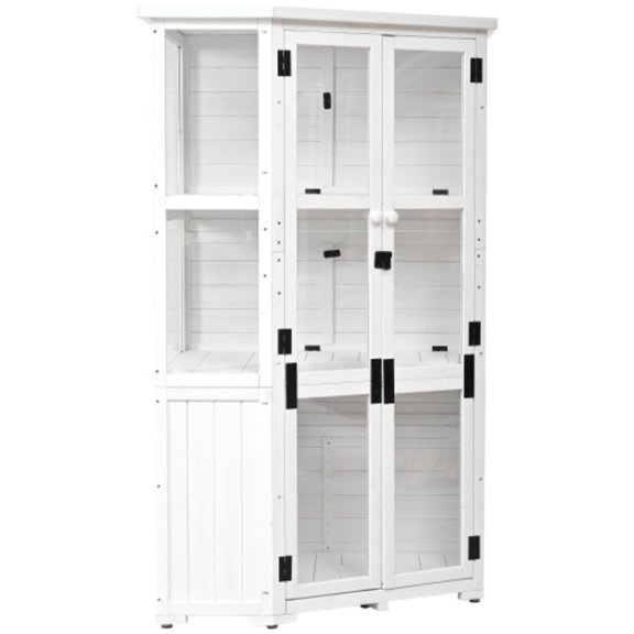 63-inch wooden storage cabinet Outdoor tool storage shed