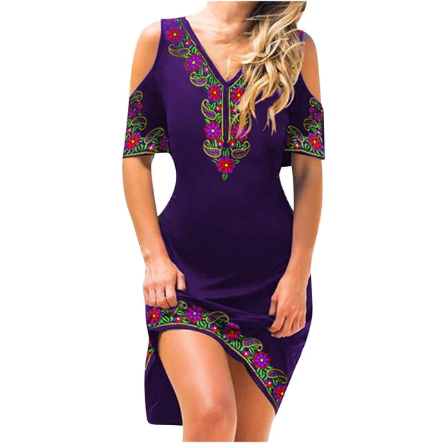 Vestido largo de columpio sexy sin tirantes con cuello en V y estampado de flores informal para mujer Fridja yut3354