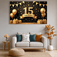 thumbnail image 5 of Golden Theme Happy 15th Birthday Banner Decorative Creative Sparkling Gold for Birthday Party Kids Celebration Indoor Decoration, 5 of 6