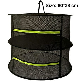 Coopache 4 Layer Herb Drying Rack Hanging Mesh Plant Dry Net Basket for Herbs Plants Flower Vegetables Spices Fish Food with Green Zippers
