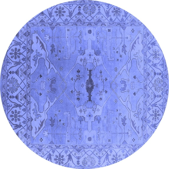 Ahgly Company Indoor Round Oriental Blue Traditional Area Rugs, 8' Round