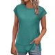 thumbnail image 3 of Blusa de trabajo,Camiseta informal para mujer, holgada, cuello redondo, manga corta, blusa de poliéster con abertura lateral, color liso para uso diario, sopatenor, 3 of 9