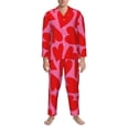 thumbnail image 3 of Salouo Red Love Heart Print Button-Front Long Sleeve Pajama Set for Men, Soft 2Pjs Men's Long Sleeve Sleepwear-XX-Large, 3 of 7