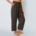 thumbnail image 7 of SELONE Wide Leg Womens Pants Plus Size Brown High Waist Workout Pants with Pockets Wide Leg Full Length Loose Long Workout Pants for Work out Drawstring Solid Yoga S Tall Breathable Gym Clothes, 7 of 7