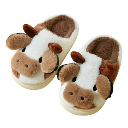 

XINSHIDE Kids Shoes House Slippers Bedroom Home Slippers Cartoon Cow Cotton Slippers Winter Indoor Outdoor Slippers For Boys Girls Unisex Baby Shoes