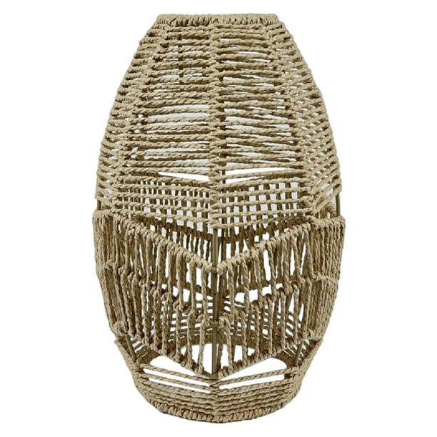 Pantalla de lámpara colgante Boho, cuerda de papel, decoración de ratán, cubierta de araña tejida para Medio