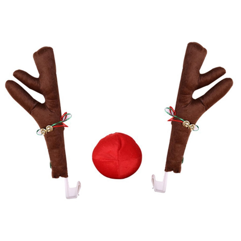 3pcs Christmas Car Reindeer Antlers & Nose Easy Assemble Car Decoration