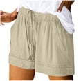 thumbnail image 2 of Antinious Women Solid Plus Size Drawstring Pocket Loose Elastic Waist Sleep Shorts, 2 of 5