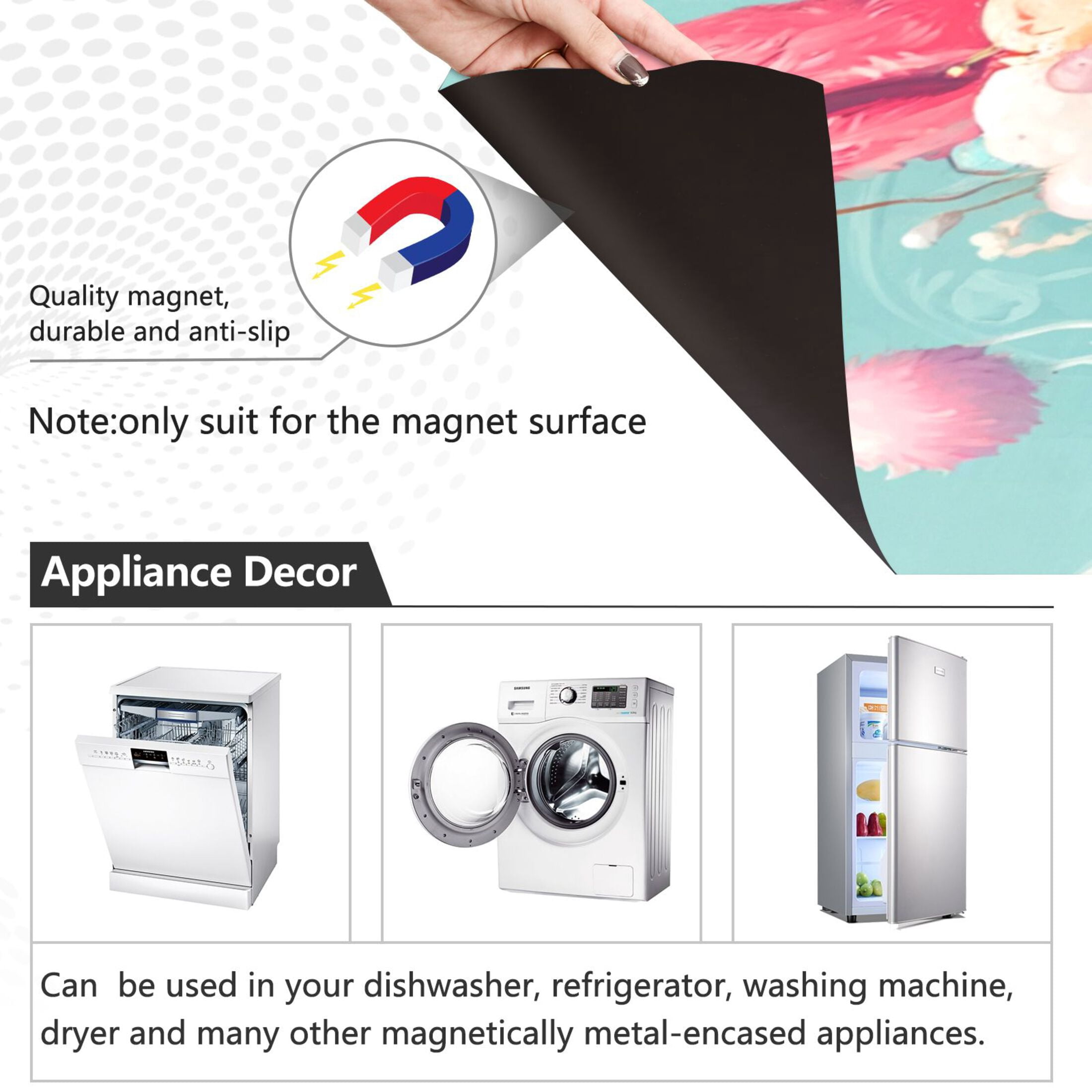 Dishwasher Magnetic Sticker 23x26 Inch Refrigerator Magnetic Sticker Washing Machine Magnetic Sticker Kitchen Panel Magnetic Sticker Home Decor Pink Eared Rabbit