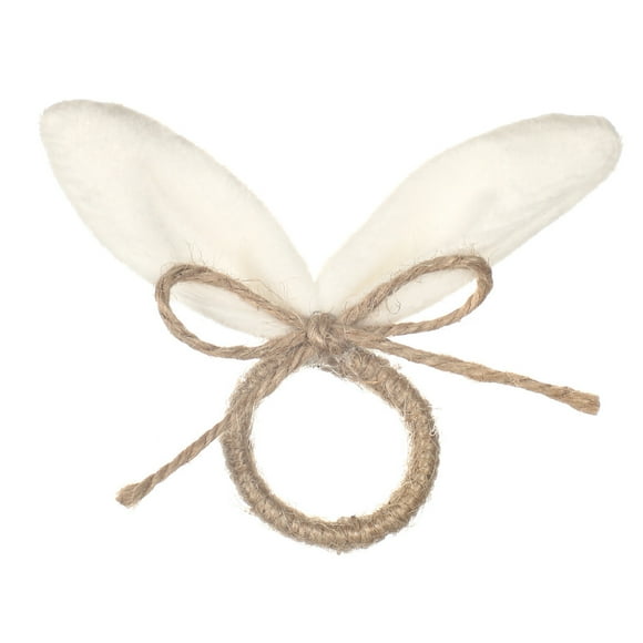 Xiao Hua Conjunto de 6 servilletas con botones para decoración de fiestas de conejos de Pascua, hechas a mano (blanco y marrón).