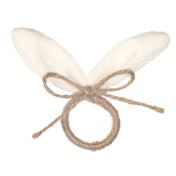 Xiao Hua Conjunto de 12 servilletas con botones para decoración de fiestas de conejos de Pascua, hechas a mano (blanco y marrón).