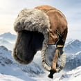 thumbnail image 5 of YUANxueke Trapper Hat for Men Winter Warm Suede Fuzzy Russian Ushanka Trooper Aviator Hats with Ear Flaps, 5 of 5