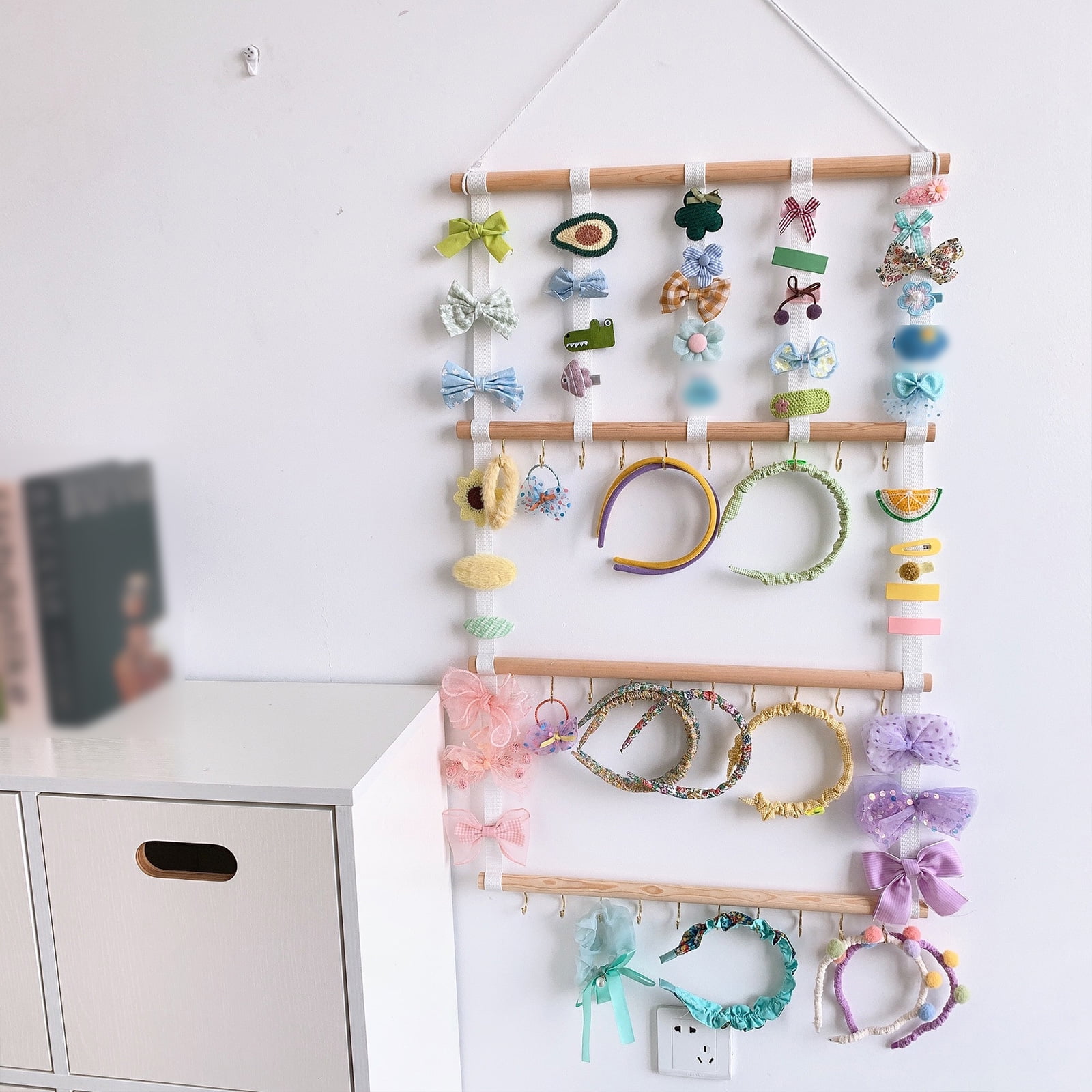 Bow Holder For Girls Hair Bows, Hair Clips Headband Storage Wall Home Decor for Girls Room 2 Sizes