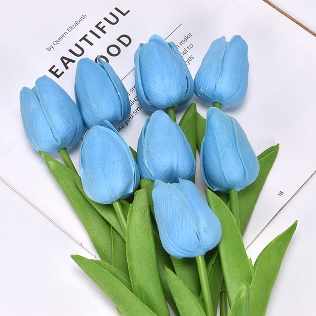 8 flores de tulipanes artificiales de tacto real, tulipanes amarillos falsos de Holanda, ramo de tulipanes de poliuretano, flores de látex para boda, fiesta, oficina, hogar Sincero Hogar
