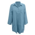 thumbnail image 4 of HJYCHN Stylish Women Denim Button Down Shirt Dress with Long Sleeves and Front Pockets for Everyday Wear Light Blue XXXXL, 4 of 5