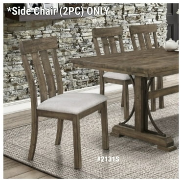 CrownMark Quincy Vintage Wood Frame, Gray Fabric Padded Back & Seat,  39"H Side Chair 2131S