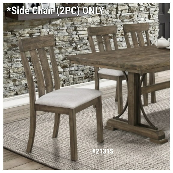 CrownMark Quincy Vintage Wood Frame, Gray Fabric Padded Back & Seat,  39"H Side Chair 2131S