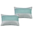 thumbnail image 3 of Luxury 7 Piece Full/Queen Comforter Set with Shams Cushions, Modern Bright Cool Teal-Aqua Light Gray Wavy Embossed Pleated Designs, Bed Cover Bed in a Bag, (22236V, Liesl, F/Q), 3 of 4