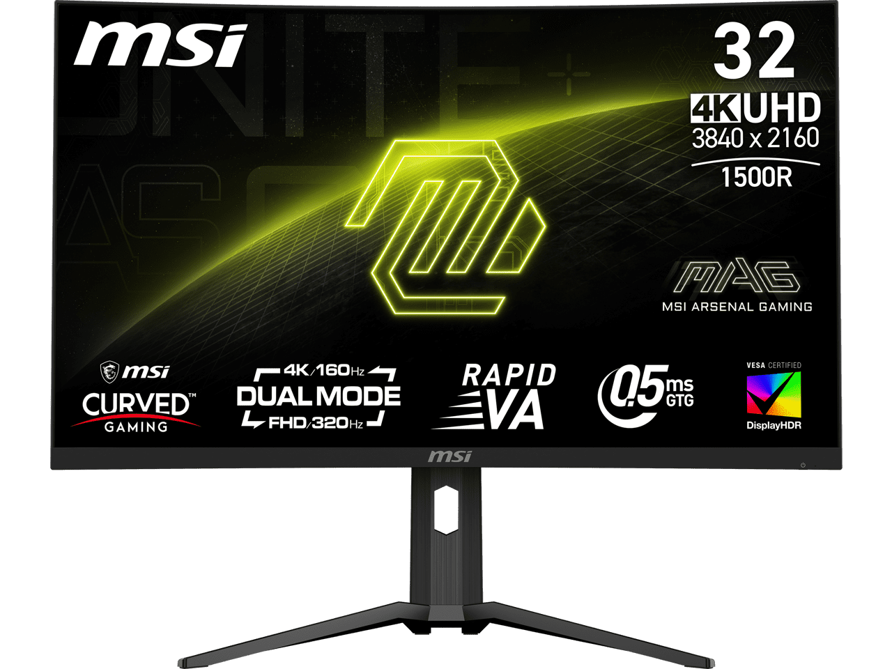 MSI MAG 321CUPDF 31.5 inch VA UHD Display 320Hz AdaptiveSync Curved Gaming Monitor - 1500R Curve - Rapid VA - 320Hz - .5ms - HDR Ready - Eye Care - Adpative Sync - AI Vision - Less Blue Light