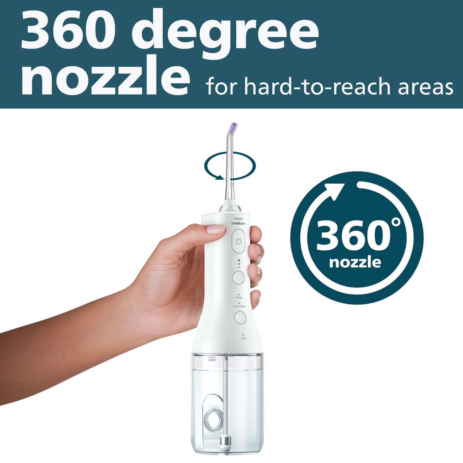 Philips Sonicare Power Flosser 3000 sans fil, irrigateur buccal, blanc, HX3826/21