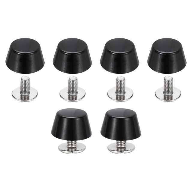Uxcell 6 juegos de remaches de bolso de mano, pies de 12mm / 1/16", clavos de respaldo de tornillo, remaches de cabeza plana para cuero DIY, collar, cinturón, bolsa, tote, negro brillante