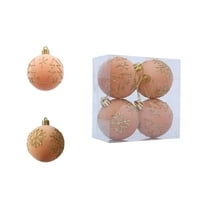 yulier 4 Pcs Velvet Christmas Ball Ornaments, 2.36 Inch Flocked Hanging Balls with Glitter Sequin Xmas Tree Snowflake Pattern, Holiday Party Christmas Tree Decorations