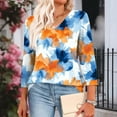 thumbnail image 7 of CYMMPU Women's Summer Fall Tunic Tops Casual Basic Tees Business Work Blouses V-Neck Floral Printed Flowy Blouse 3/4 Length Sleeve Shirts 2025 Clothes Yellow XXXL, 7 of 7