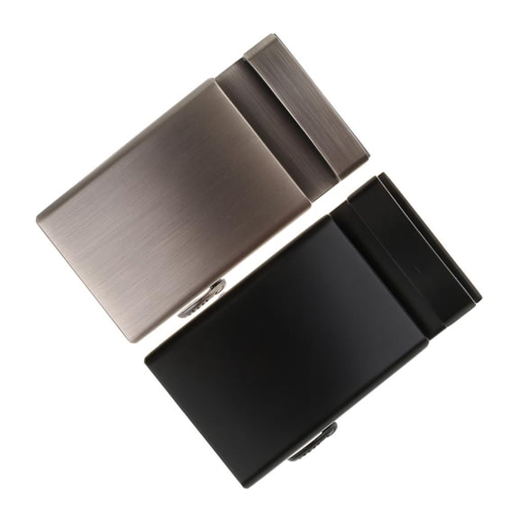 2 Pieces Ratchet Alloy Belt Buckle Replacement, Rectangular Automatic Slide Buckle Leather Belts Grey