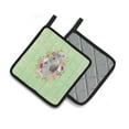 thumbnail image 2 of Grey Standard Poodle Green Flowers Pair of Pot Holders, 2 of 4